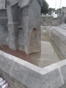 The Countess Dunraven Fountain, Adare, Limerick after stone restoration and new lime pointing