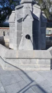 The Countess Dunraven Fountain, Adare, Limerick after stone restoration and new lime pointing front view